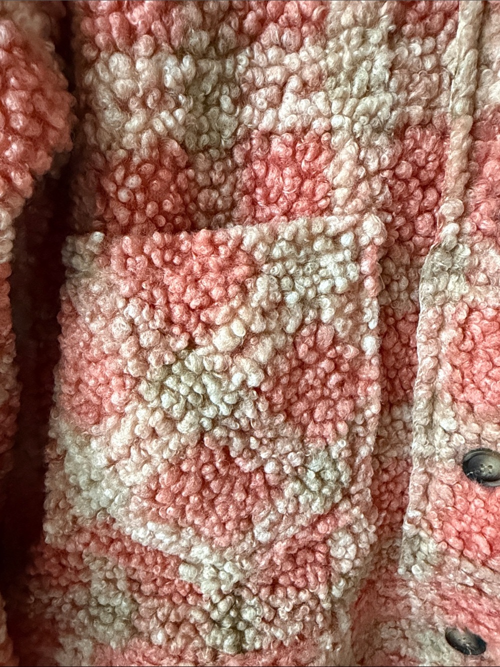 Coral & Cream Sherpa Button-Up Jacket - Picture 4 of 10